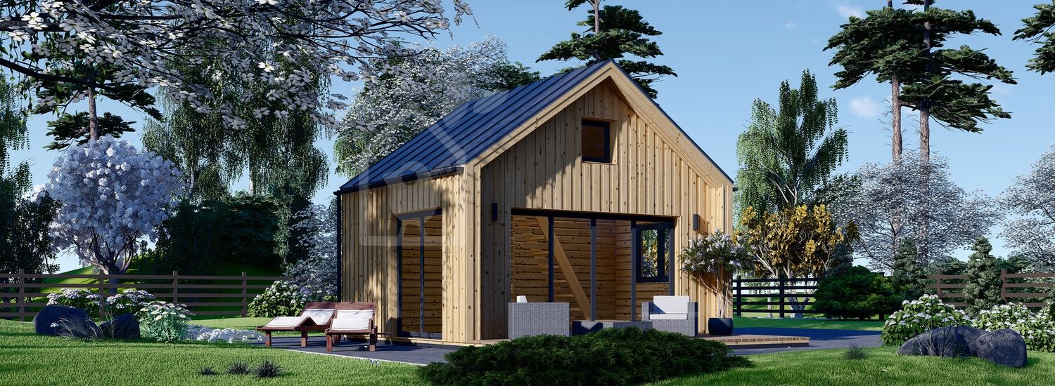 Blockbohlenhaus SARA (34 mm + Holzverschalung), 20 m² visualization 1