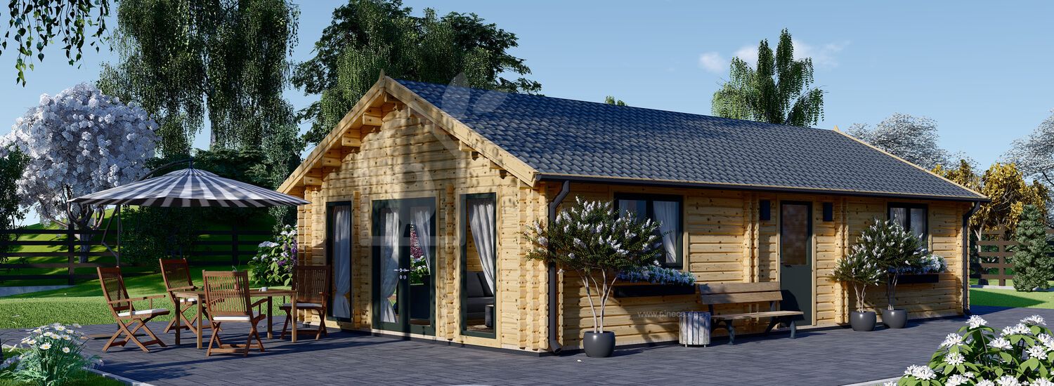 Blockbohlenhaus GRETA (Isoliert, 44 44 mm), 54 m²