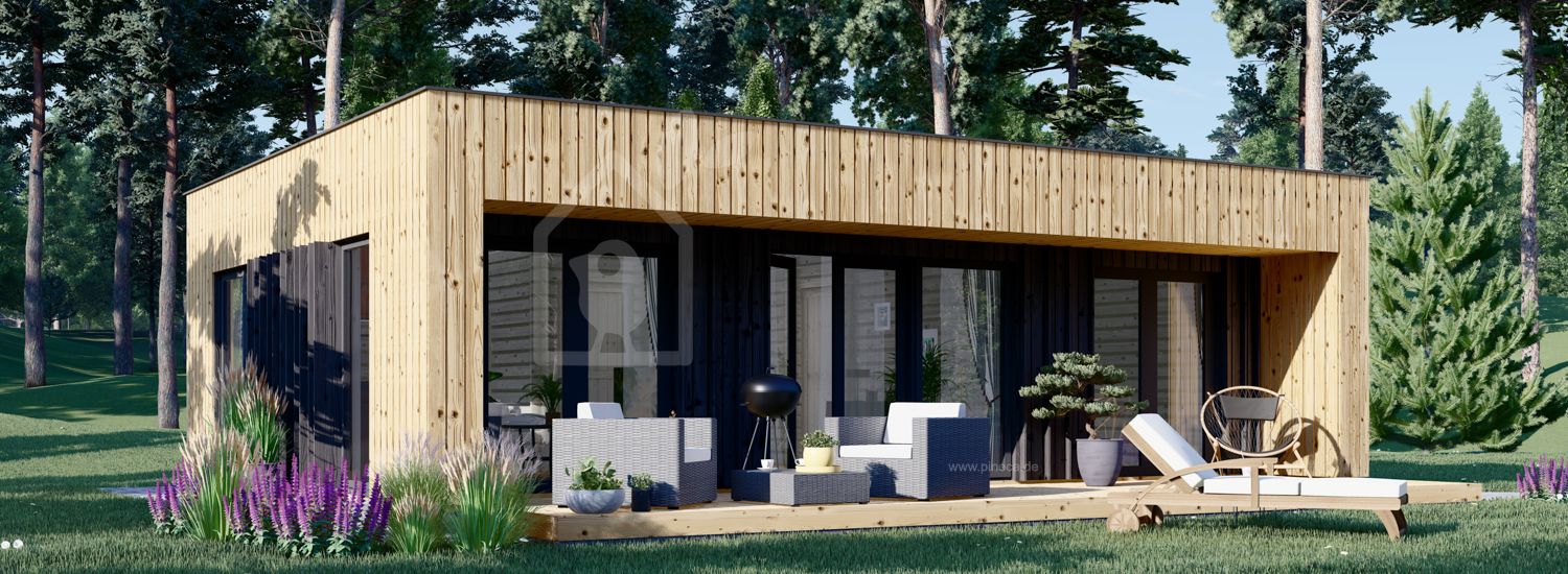 Kleines Holzhaus zum Wohnen KAYA 1 (Extra Isoliert, 44 mm + Holzverschalung), 48 m² visualization 1
