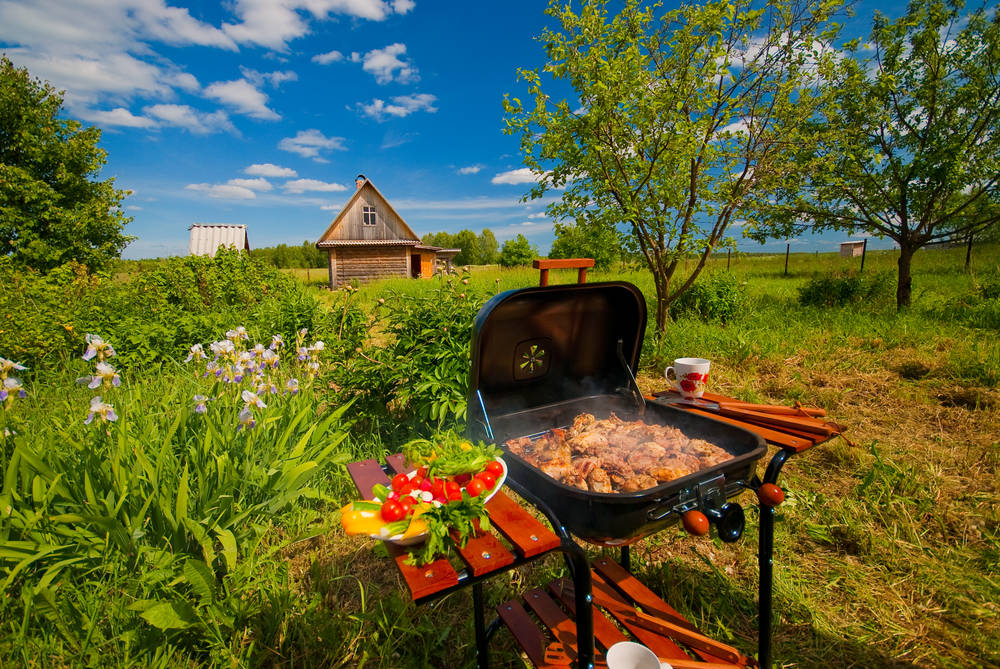 Grillessen-neben-dem-Gartenhaus