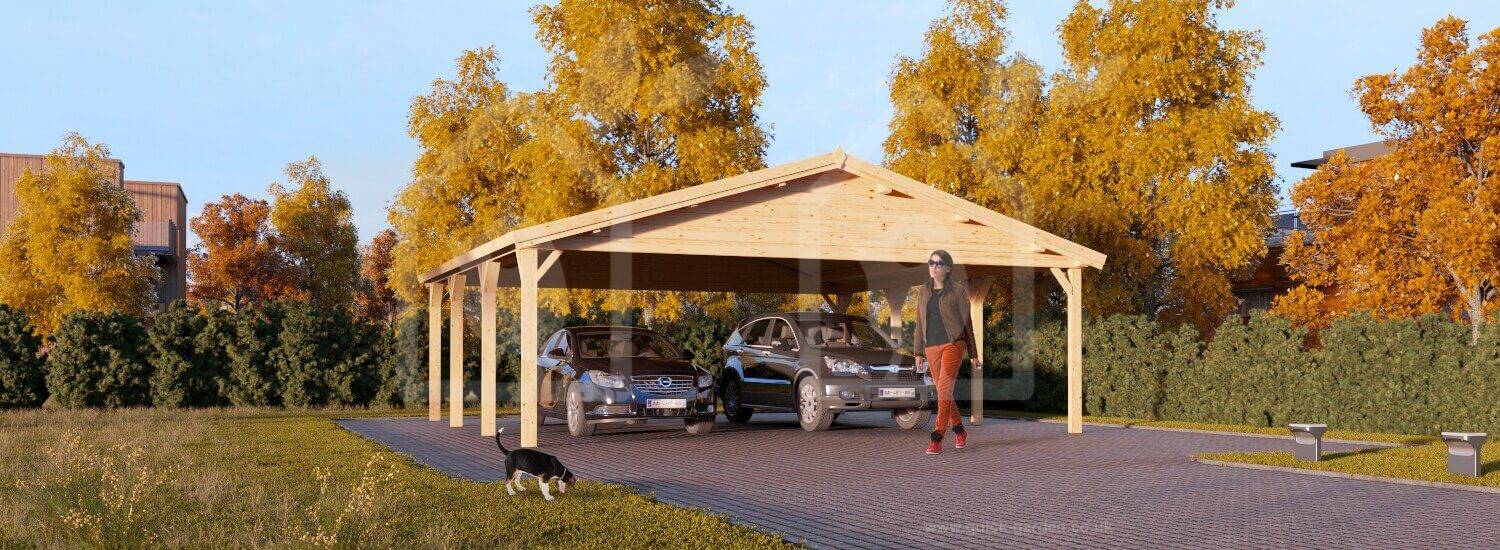 Carports aus Holz mit Schuppen als Abstellraum / Geräteraum